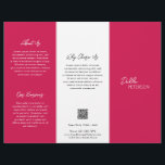Simple Magenta Pink Contemporary QR Code Modern Flyer<br><div class="desc">Modern and professional magenta / fuschia pink trifold brochure flyer featuring a simple and minimal design with your name in an elegant script and contemporary sans serif font. The template includes several divided sections for your services in a minimalist layout. The back has your contact info and optional QR code....</div>