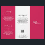 Simple Magenta Pink Contemporary QR Code Modern Flyer<br><div class="desc">Modern and professional magenta / fuschia pink trifold brochure flyer featuring a simple and minimal design with your name in an elegant script and contemporary sans serif font. The template includes several divided sections for your services in a minimalist layout. The back has your contact info and optional QR code....</div>