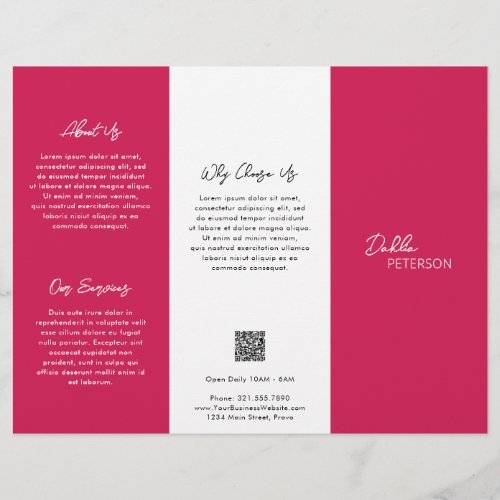Simple Magenta Pink Contemporary QR Code Modern Flyer
