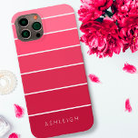 Simple Magenta Pink Monochromatic Color Blocks Case-Mate iPhone 14 Case<br><div class="desc">Chic, simple cell phone case designed with monochromatic color blocks or stripes in magenta to pink ombre color tones and personalized with a name, monogram or your custom text. OPTIONS: The sample is shown in the iPhone 14 model and Barely There case style--other phone models and case style are shown...</div>