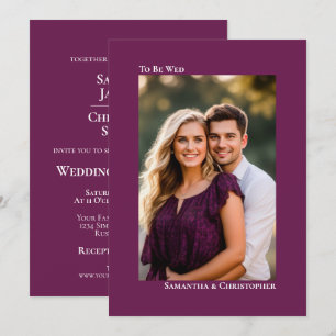 Simple Magenta Plum Vertical Photo Wedding Invitation
