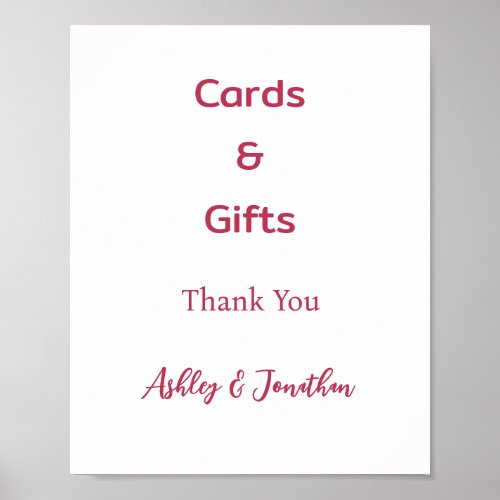 Simple Magenta Red Cards and Gifts Sign