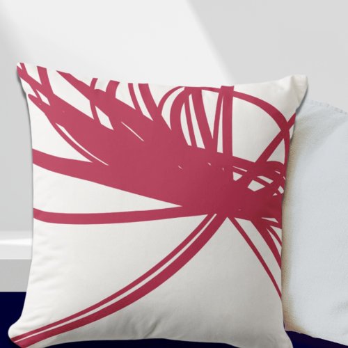 Simple Magenta White Minimalist Abstract Throw Pillow