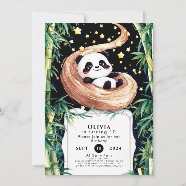 Simple Magical Children's Panda Birthday Invitation (Front)