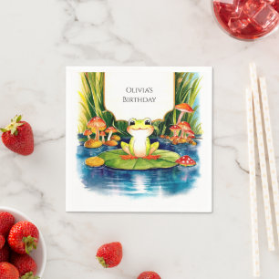 Simple Magical Frog Birthday Napkins