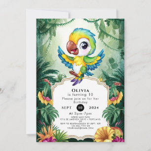 Simple Magical Parrot Birthday Invitation