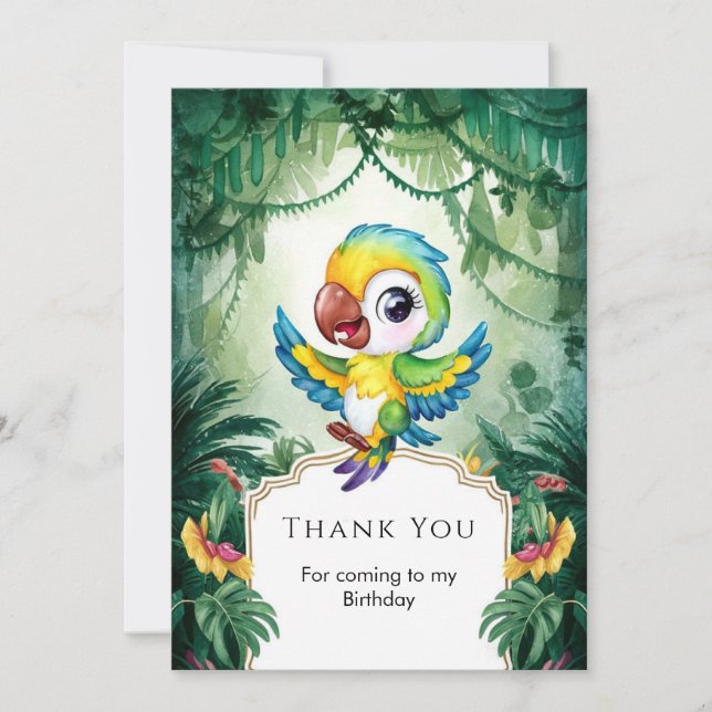 Simple Magical Parrot Thank You card (Front)