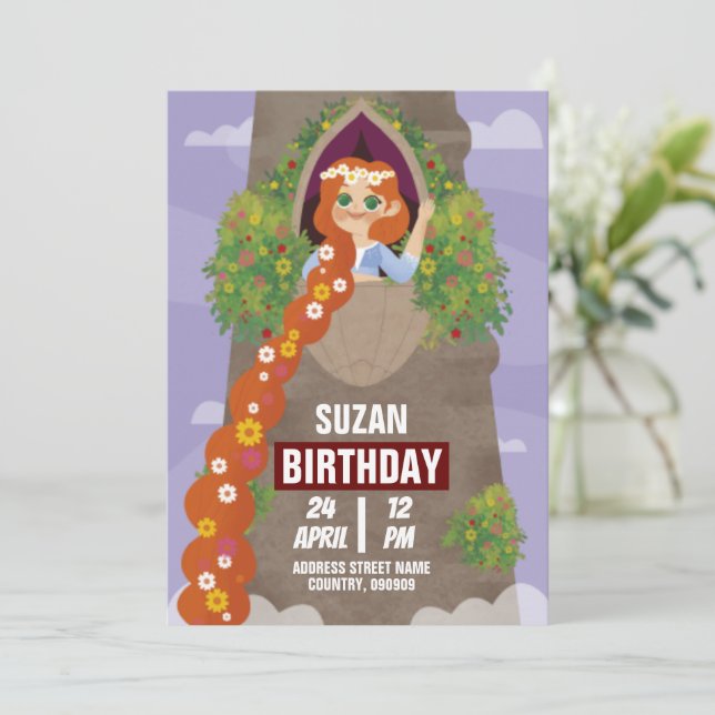 Simple Magical Princess Custom Girls Birthday Invitation (Standing Front)