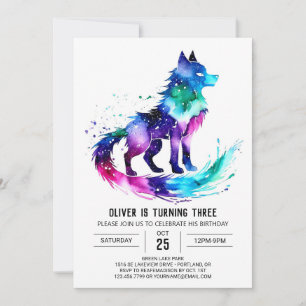 Simple Magical Wolf Digital Boy Birthday Invitation