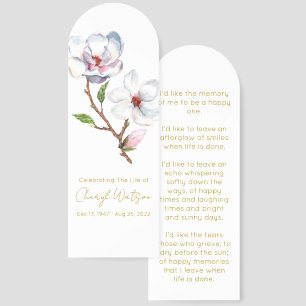 Simple Magnolia Funeral Memorial Bookmark