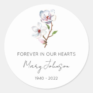 Simple Magnolia Memorial Classic Round Sticker