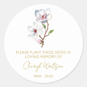 Simple Magnolia Memorial Seed Packet Classic Round Sticker