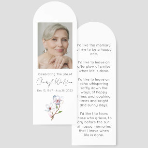 Simple Magnolia Photo Funeral Bookmark