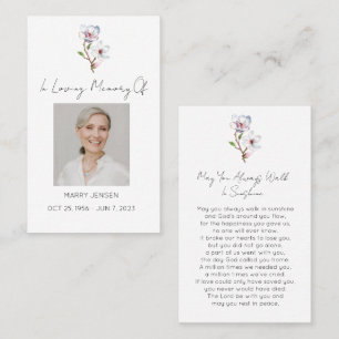 Simple Magnolia Photo Funeral Prayer Card