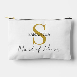 Simple Maid of Honor gift monogram, name  Accessory Pouch