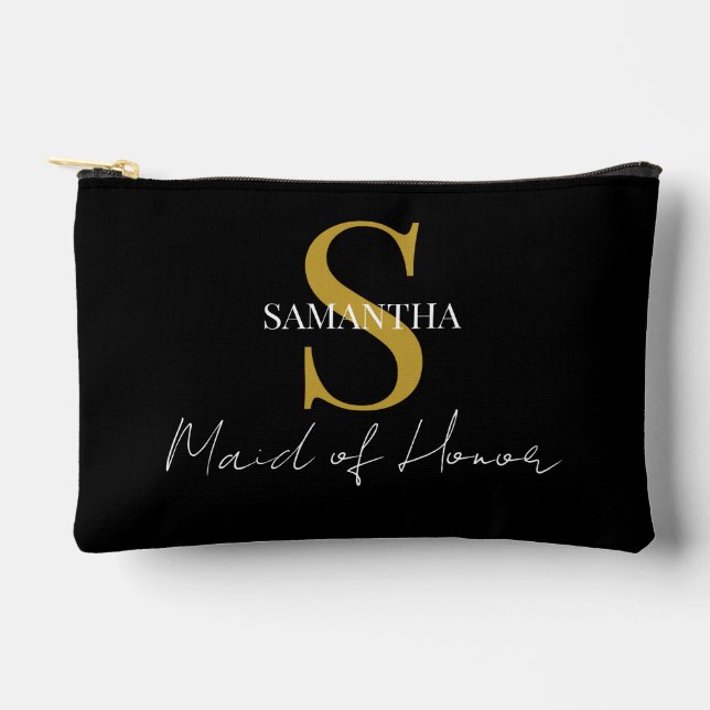 Simple Maid of Honor gift monogram, name  Accessory Pouch (Front)