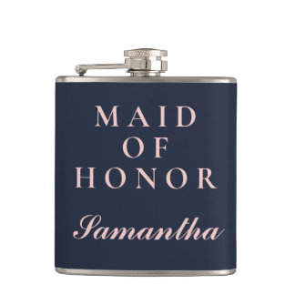 SIMPLE MAID OF HONOR OXFORD BLUE AND PINK FLASK