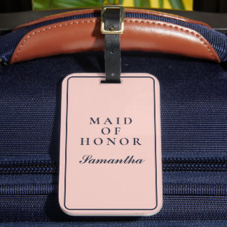 SIMPLE MAID OF HONOR OXFORD BLUE AND PINK LUGGAGE TAG