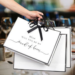 Simple Maid Of Honor Proposal Black & White Large Gift Bag
