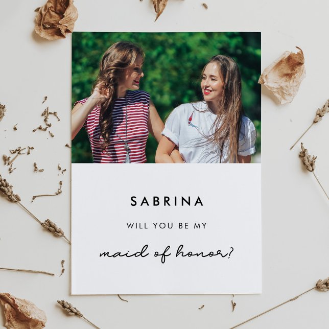 Simple Maid of Honor proposal photo card (Creator Uploaded)