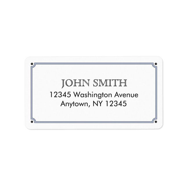 Simple Mailing Label with Blue Border (Front)