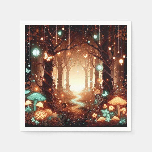 Simple Majestic Enchanted Forest Baby Shower  Napkins (Front)