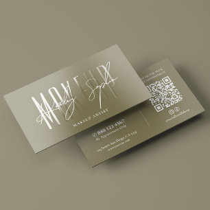 Simple Makeup Artist Beauty Salon Taupe Raised Spot UV Business Card