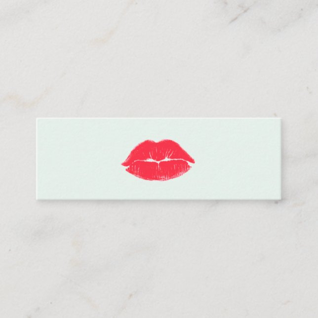 Simple Makeup Artist Kissing Lips Beauty Salon Mini Business Card (Front)