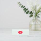 Simple Makeup Artist Kissing Lips Beauty Salon Mini Business Card (Standing Front)