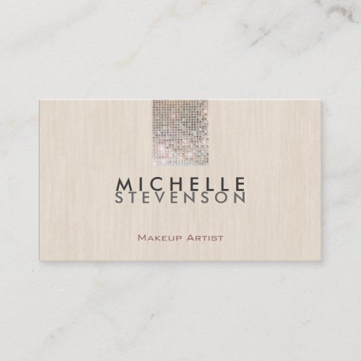 Customizable Simple Makeup Artist Modern Chic Faux Sequin Business Cards