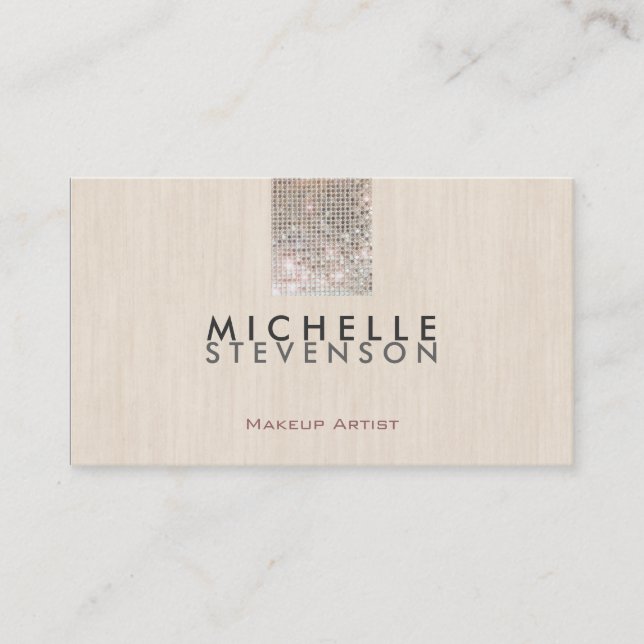 Simple Makeup Artist Modern Chic Faux Sequin Business Card (Front)