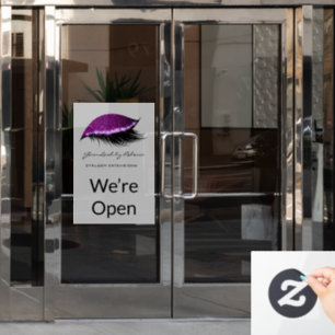 Simple Makeup Beauty Eyelash Glitter We’re Open Window Cling