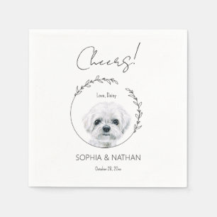 Simple Maltese Dog Wedding Cocktail Napkins