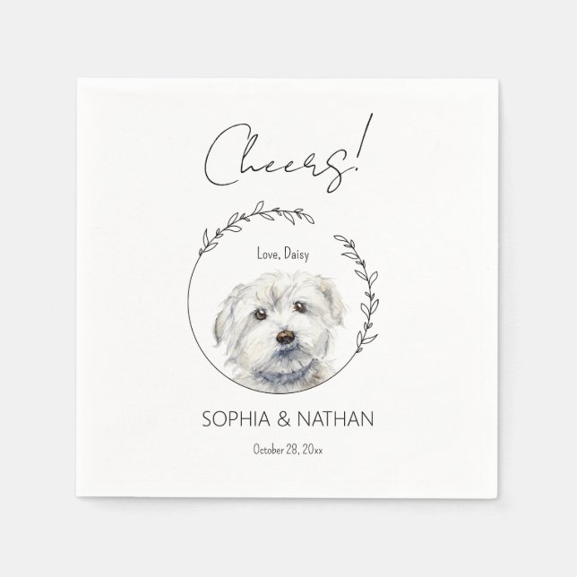 Simple Maltese Dog Wedding Cocktail  Napkins (Front)