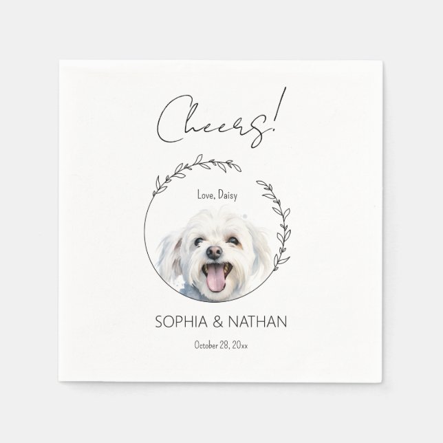 Simple Maltese Dog Wedding Cocktail  Napkins (Front)