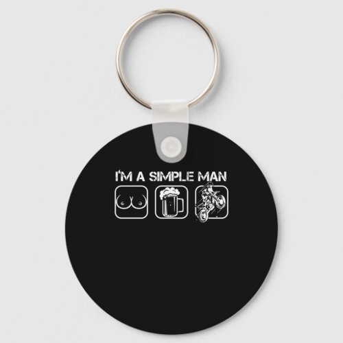 Simple Man Girls Beer Motorcycle Motocross Biker G Keychain