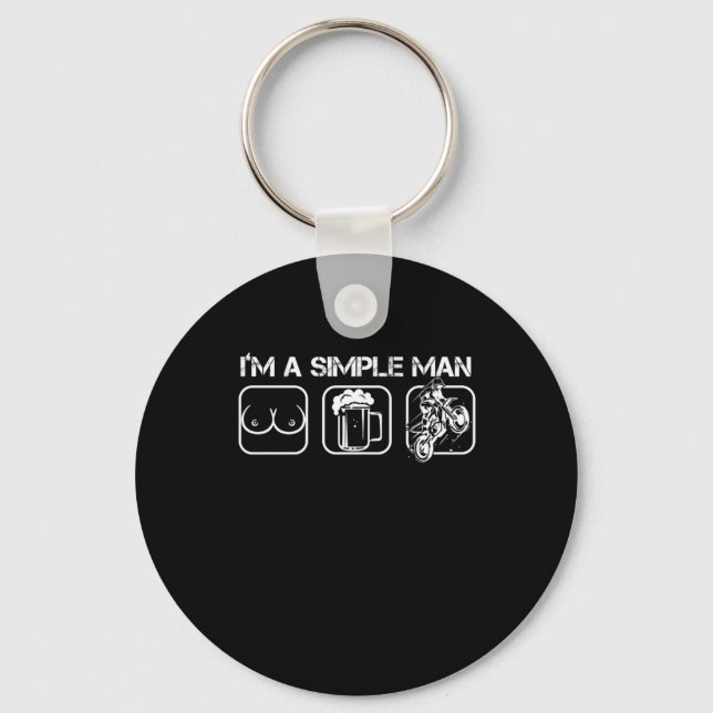Simple Man Girls Beer Motorcycle Motocross Biker G Keychain (Front)
