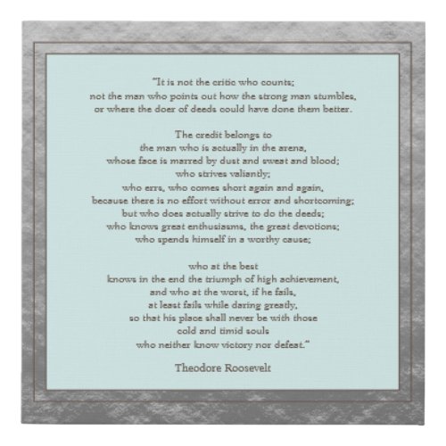 Simple Man in The Arena Quote on Light Blue Gray  Faux Canvas Print