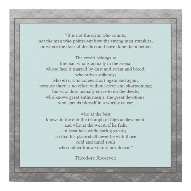 Simple Man in The Arena Quote on Light Blue Gray  Faux Canvas Print (Front)
