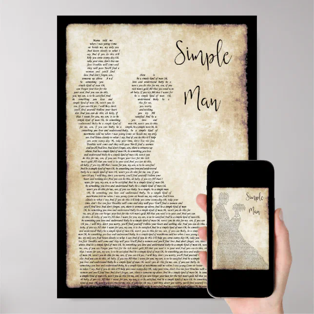 Simple Man Song Lyric Man Lady Dancing Print | Zazzle