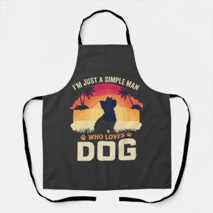 Simple Man Who Loves Dog Silhouette Sunset Palm Tr Apron