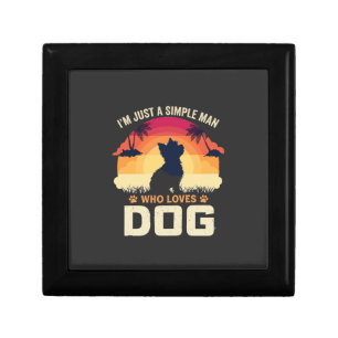 Simple Man Who Loves Dog Silhouette Sunset Palm Tr Gift Box