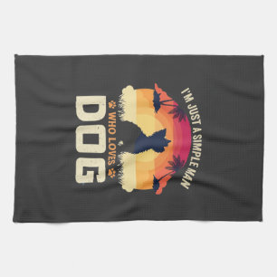 Simple Man Who Loves Dog Silhouette Sunset Palm Tr Kitchen Towel