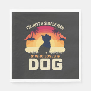 Simple Man Who Loves Dog Silhouette Sunset Palm Tr Napkins