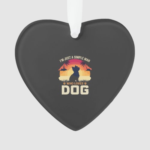 Simple Man Who Loves Dog Silhouette Sunset Palm Tr Ornament