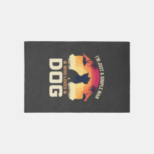 Simple Man Who Loves Dog Silhouette Sunset Palm Tr Rug