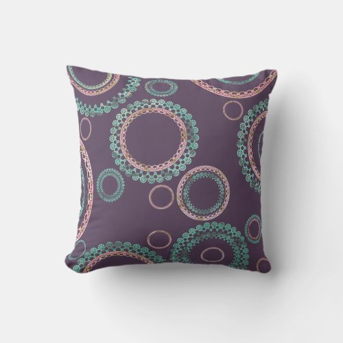 Simple Mandala Pattern Purple Throw Pillow