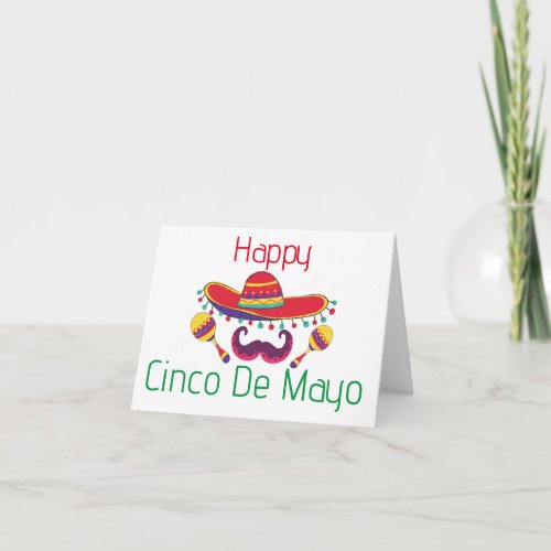 Simple maracas and hat cinco de  mayo  greeting card