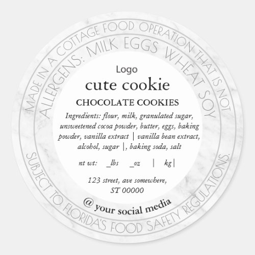 Simple Marble Cottage Food Law Label