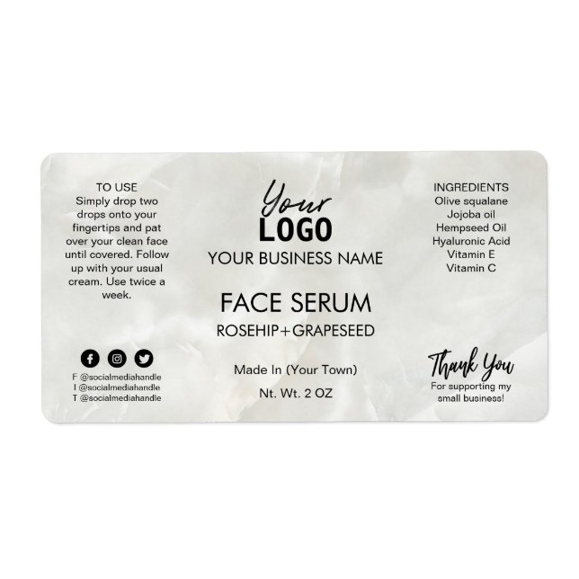 Simple Marble Face Serum Label (Front)